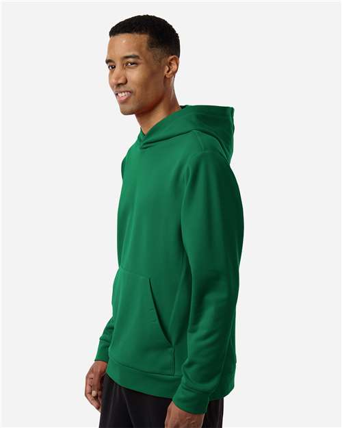Team 365 TT400 Unisex Squad Hooded Tech Fleece Pullover - Sport Forest - model side