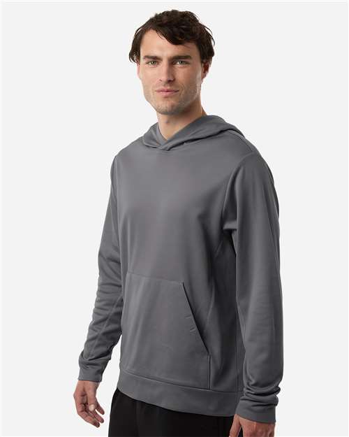 Team 365 TT400 Unisex Squad Hooded Tech Fleece Pullover - Sport Graphite - model side