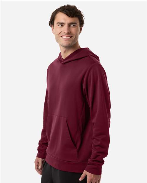 Team 365 TT400 Unisex Squad Hooded Tech Fleece Pullover - Sport Maroon - model side