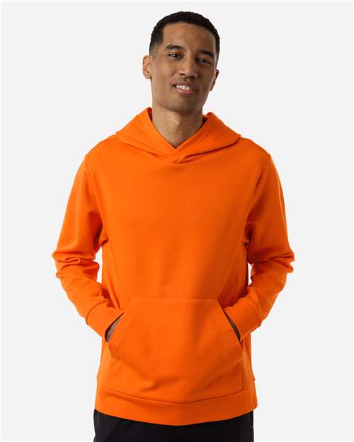 Team 365 TT400 Unisex Squad Hooded Tech Fleece Pullover - Sport Orange - model front