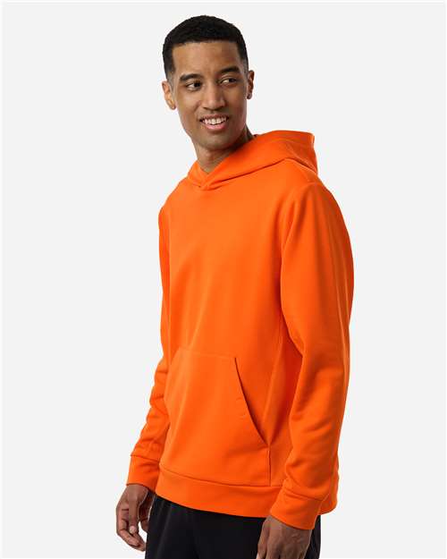Team 365 TT400 Unisex Squad Hooded Tech Fleece Pullover - Sport Orange - model side