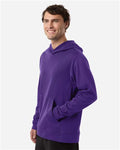 Team 365 TT400 Unisex Squad Hooded Tech Fleece Pullover - Sport Purple - model side