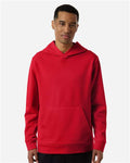 Team 365 TT400 Unisex Squad Hooded Tech Fleece Pullover - Sport Red - model front