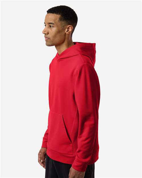 Team 365 TT400 Unisex Squad Hooded Tech Fleece Pullover - Sport Red - model side
