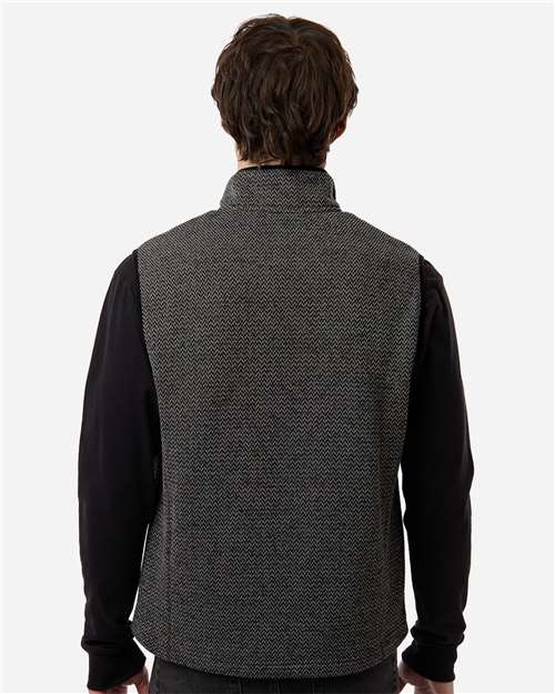 North End NE731 Men's Jasper Jacquard Fleece Vest - Black/ Grey - model back