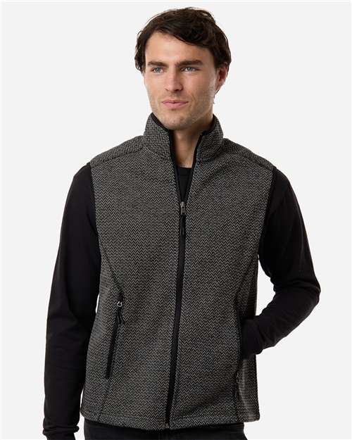 North End NE731 Men's Jasper Jacquard Fleece Vest - Black/ Grey - model front