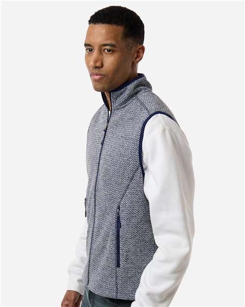 North End NE731 Men's Jasper Jacquard Fleece Vest - Classic Navy/ White - model side