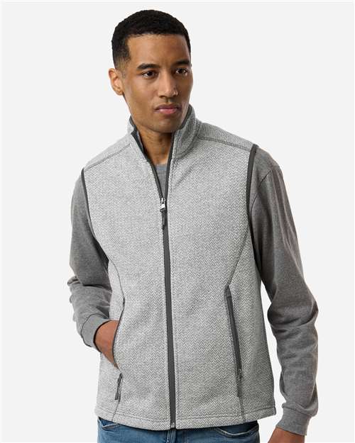 North End NE731 Men's Jasper Jacquard Fleece Vest - Grey/ White - model front