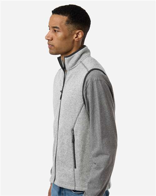 North End NE731 Men's Jasper Jacquard Fleece Vest - Grey/ White - model side