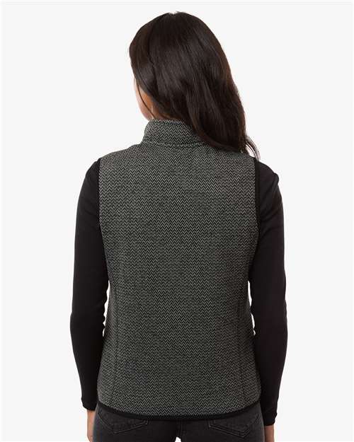 North End NE731W Women's Jasper Jacquard Fleece Vest - Black/ Grey - model back