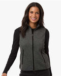 North End NE731W Women's Jasper Jacquard Fleece Vest - Black/ Grey - model front