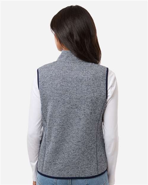 North End NE731W Women's Jasper Jacquard Fleece Vest - Classic Navy/ White - model back