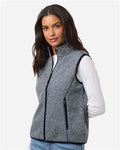 North End NE731W Women's Jasper Jacquard Fleece Vest - Classic Navy/ White - model side