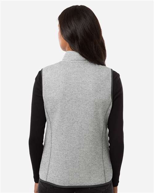 North End NE731W Women's Jasper Jacquard Fleece Vest - Grey/ White - model back
