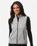 North End NE731W Women's Jasper Jacquard Fleece Vest - Grey/ White - model front