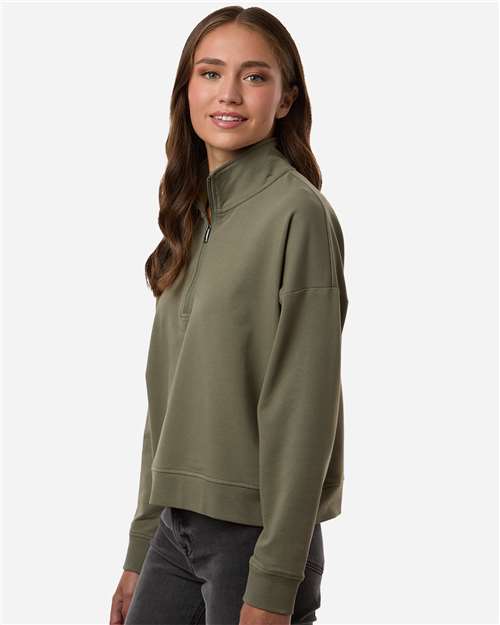 Independent Trading Co. EXP15WPQ Women's Perform Quarter-Zip Pullover - Pine - model side