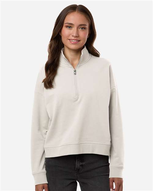 Independent Trading Co. EXP15WPQ Women's Perform Quarter-Zip Pullover - Smoke - model front