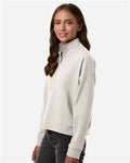 Independent Trading Co. EXP15WPQ Women's Perform Quarter-Zip Pullover - Smoke - model side