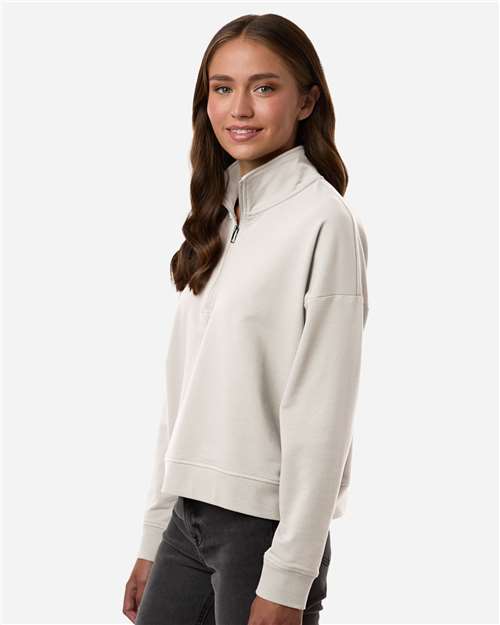 Independent Trading Co. EXP15WPQ Women's Perform Quarter-Zip Pullover - Smoke - model side
