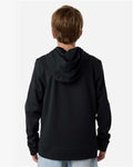 Team 365 TT400Y Youth Squad Hooded Tech Fleece Pullover - Black - model back