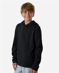 Team 365 TT400Y Youth Squad Hooded Tech Fleece Pullover - Black - model side
