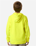 Team 365 TT400Y Youth Squad Hooded Tech Fleece Pullover - Safety Yellow - model back