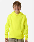Team 365 TT400Y Youth Squad Hooded Tech Fleece Pullover - Safety Yellow - model front
