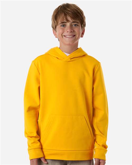 Team 365 TT400Y Youth Squad Hooded Tech Fleece Pullover - Sport Athletic Gold - model front