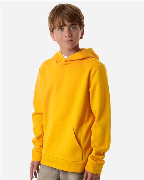 Team 365 TT400Y Youth Squad Hooded Tech Fleece Pullover - Sport Athletic Gold - model side