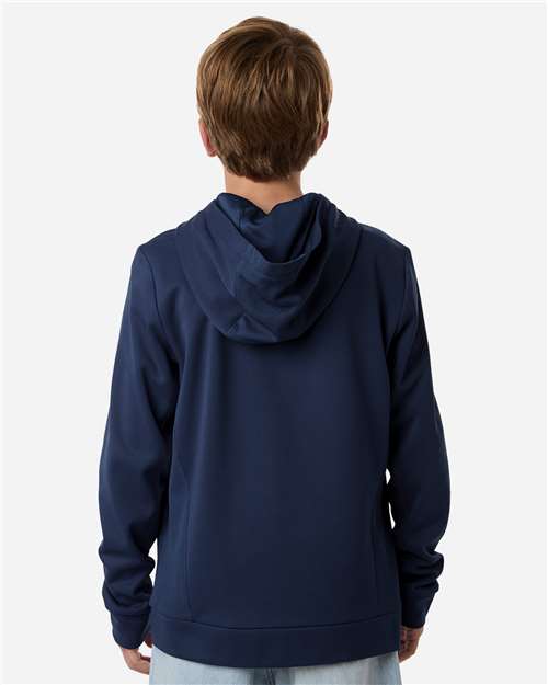 Team 365 TT400Y Youth Squad Hooded Tech Fleece Pullover - Sport Dark Navy - model back