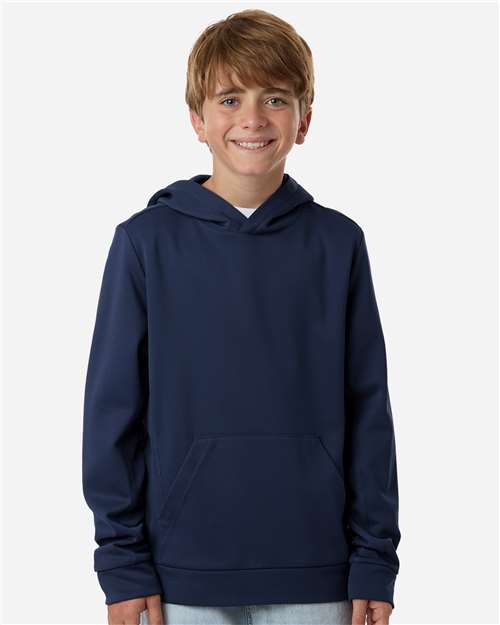 Team 365 TT400Y Youth Squad Hooded Tech Fleece Pullover - Sport Dark Navy - model front