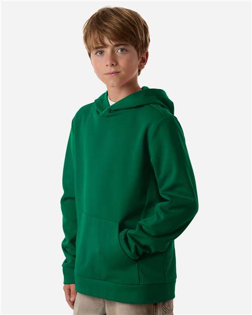Team 365 TT400Y Youth Squad Hooded Tech Fleece Pullover - Sport Forest - model side