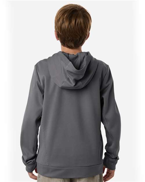 Team 365 TT400Y Youth Squad Hooded Tech Fleece Pullover - Sport Graphite - model back