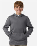 Team 365 TT400Y Youth Squad Hooded Tech Fleece Pullover - Sport Graphite - model front