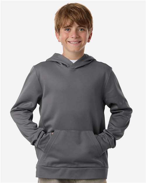 Team 365 TT400Y Youth Squad Hooded Tech Fleece Pullover - Sport Graphite - model front
