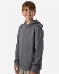 Team 365 TT400Y Youth Squad Hooded Tech Fleece Pullover - Sport Graphite - model side