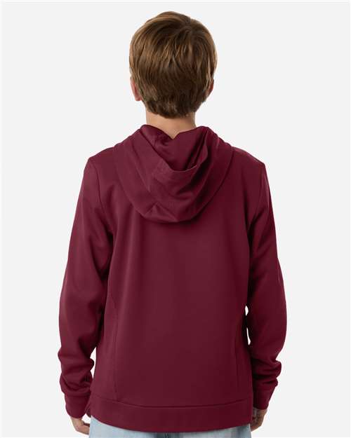 Team 365 TT400Y Youth Squad Hooded Tech Fleece Pullover - Sport Maroon - model back