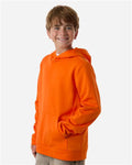 Team 365 TT400Y Youth Squad Hooded Tech Fleece Pullover - Sport Orange - model side