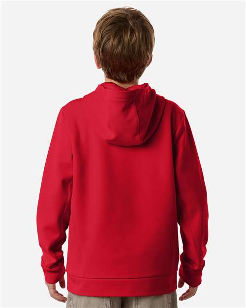 Team 365 TT400Y Youth Squad Hooded Tech Fleece Pullover - Sport Red - model back
