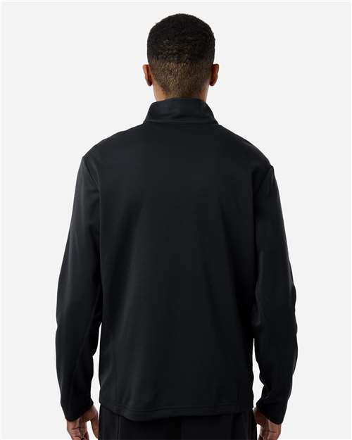 Team 365 TT401 Unisex Squad Cadet Quarter-Zip Tech Fleece Pullover - Black - model back