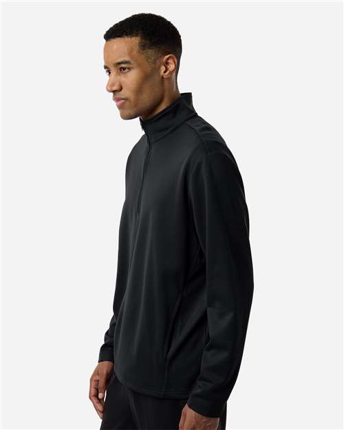 Team 365 TT401 Unisex Squad Cadet Quarter-Zip Tech Fleece Pullover - Black - model side