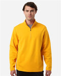 Team 365 TT401 Unisex Squad Cadet Quarter-Zip Tech Fleece Pullover - Sport Athletic Gold - model front