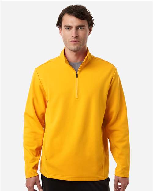 Team 365 TT401 Unisex Squad Cadet Quarter-Zip Tech Fleece Pullover - Sport Athletic Gold - model front