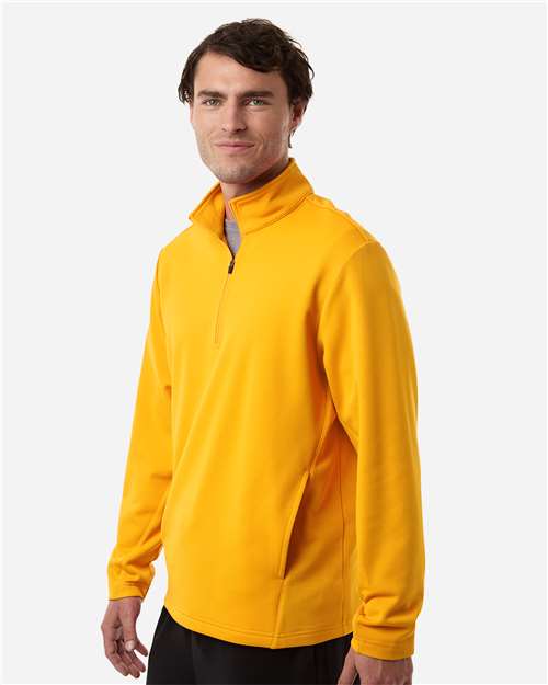 Team 365 TT401 Unisex Squad Cadet Quarter-Zip Tech Fleece Pullover - Sport Athletic Gold - model side