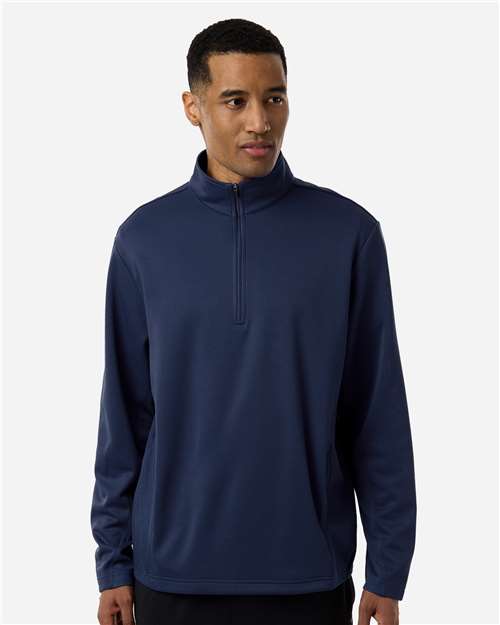 Team 365 TT401 Unisex Squad Cadet Quarter-Zip Tech Fleece Pullover - Sport Dark Navy - model front