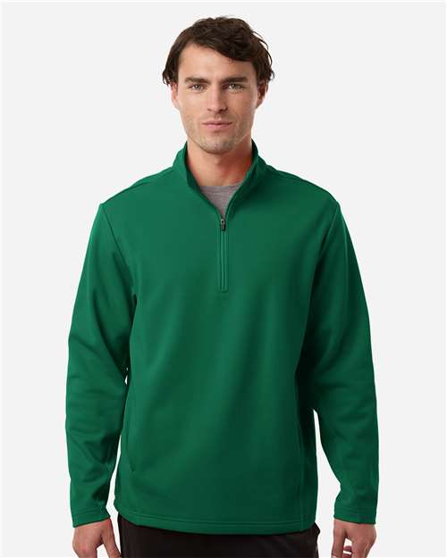 Team 365 TT401 Unisex Squad Cadet Quarter-Zip Tech Fleece Pullover - Sport Forest - model front