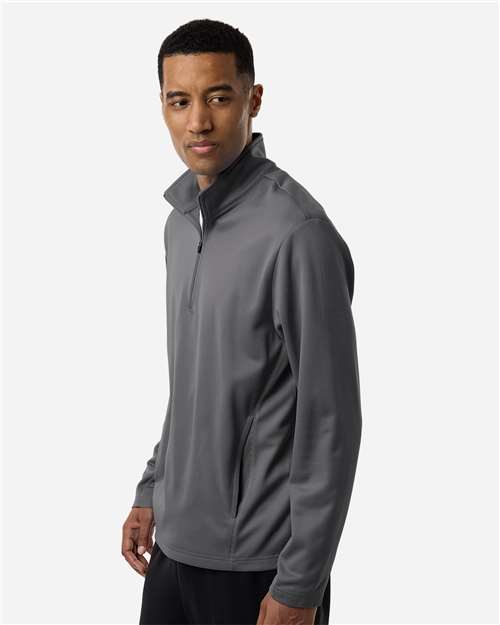 Team 365 TT401 Unisex Squad Cadet Quarter-Zip Tech Fleece Pullover - Sport Graphite - model side