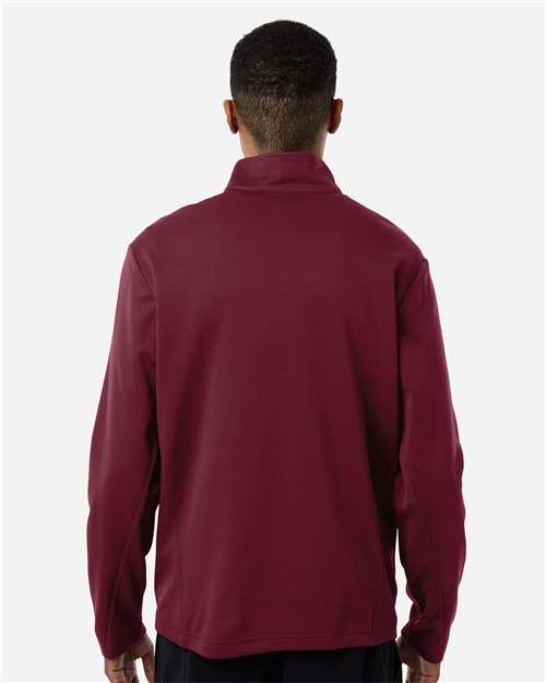 Team 365 TT401 Unisex Squad Cadet Quarter-Zip Tech Fleece Pullover - Sport Maroon - model back