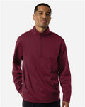Team 365 TT401 Unisex Squad Cadet Quarter-Zip Tech Fleece Pullover - Sport Maroon - model front