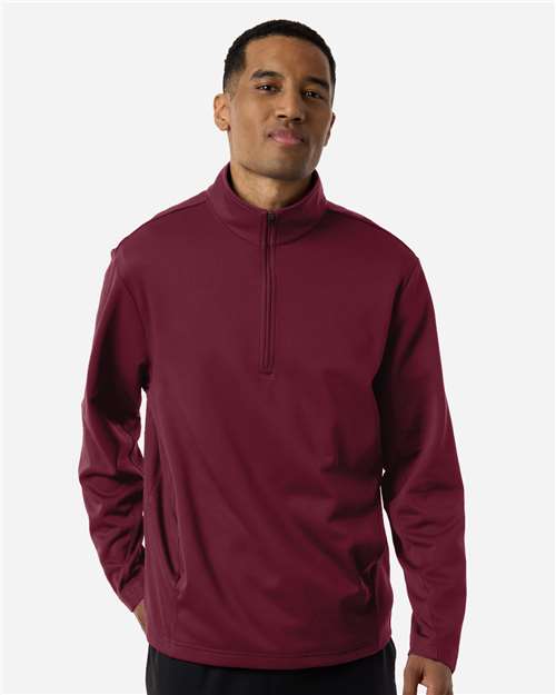 Team 365 TT401 Unisex Squad Cadet Quarter-Zip Tech Fleece Pullover - Sport Maroon - model front